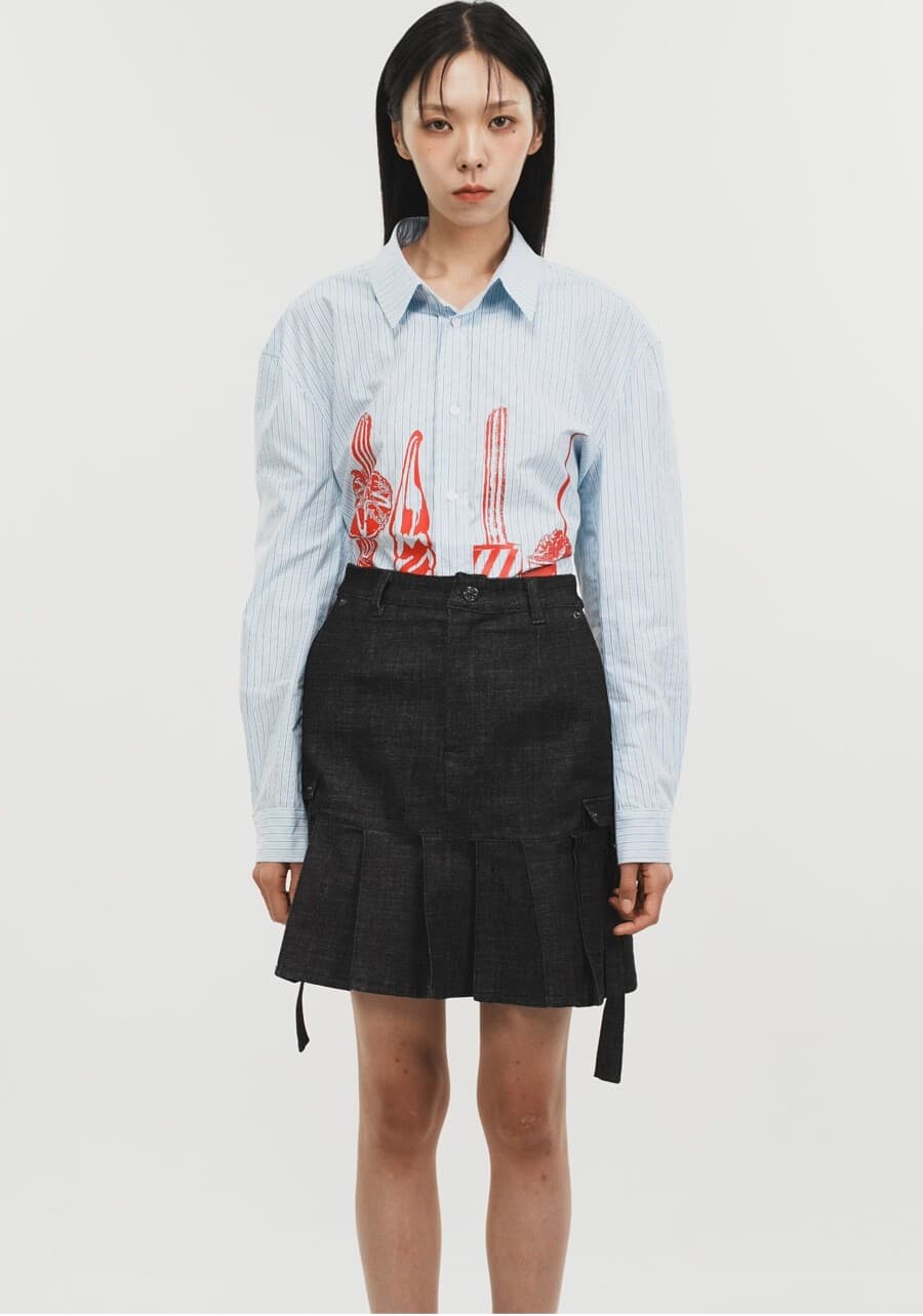 Denim Pleats Skirt — vue 4
