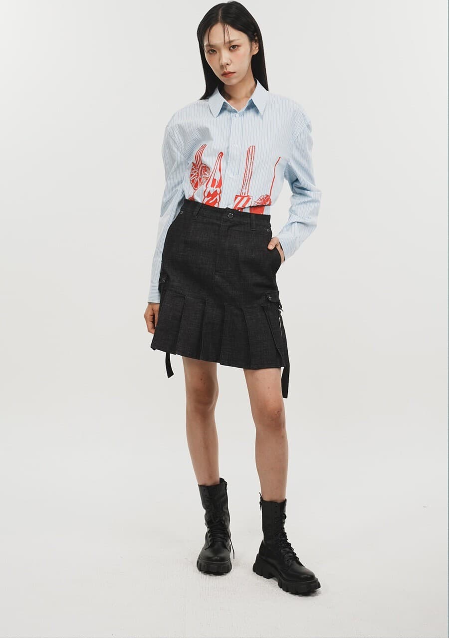 Denim Pleats Skirt — vue 9