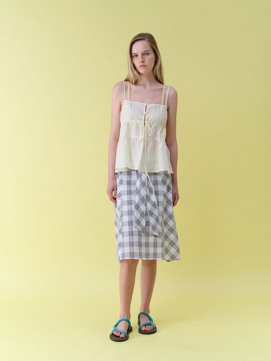 Tie-Detail Layered Check Skirt — vue 4