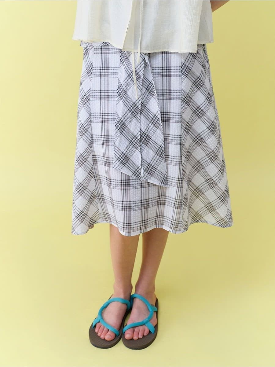 Tie-Detail Layered Check Skirt — vue 6