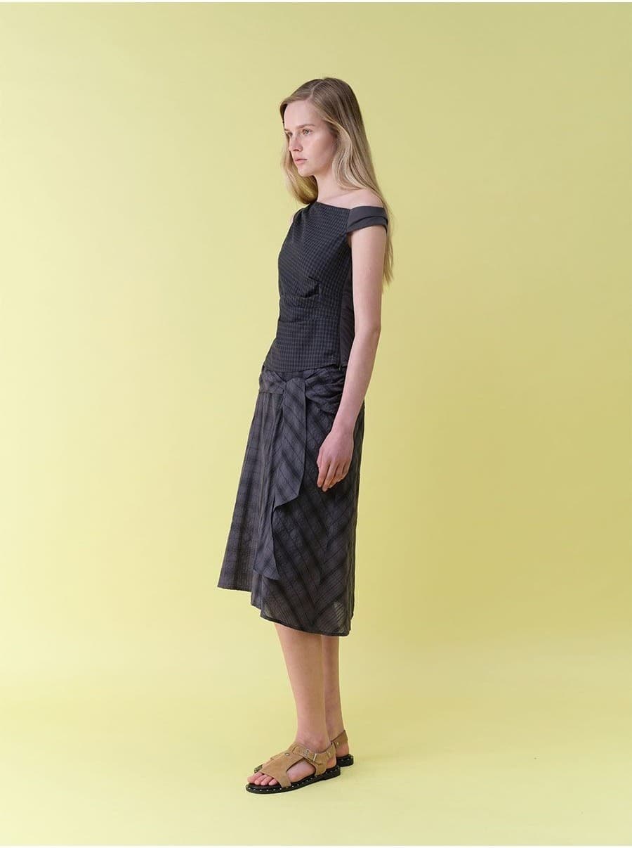 Tie-Detail Layered Check Skirt — vue 11