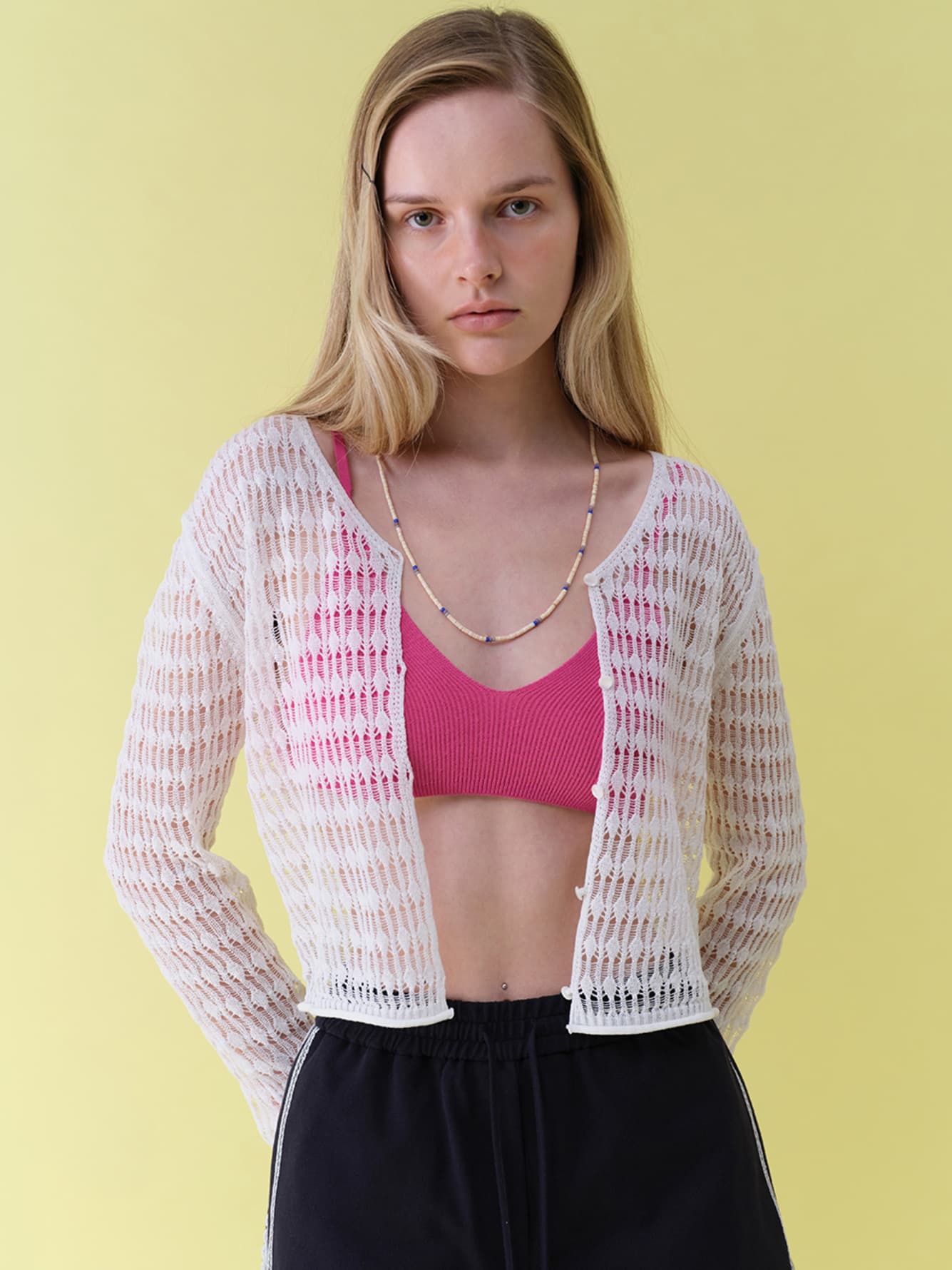 Linen Openwork Knit Cardigan — vue 2