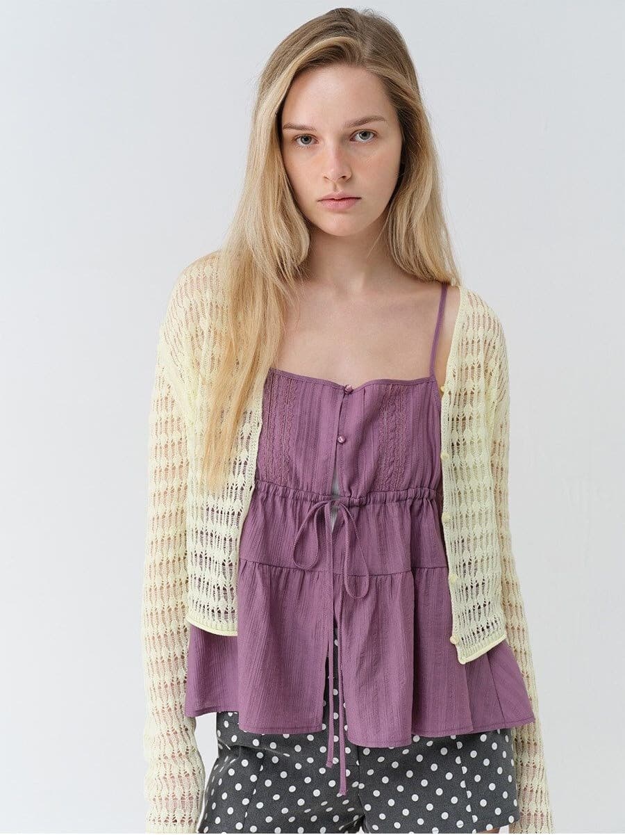 Linen Openwork Knit Cardigan — vue 10