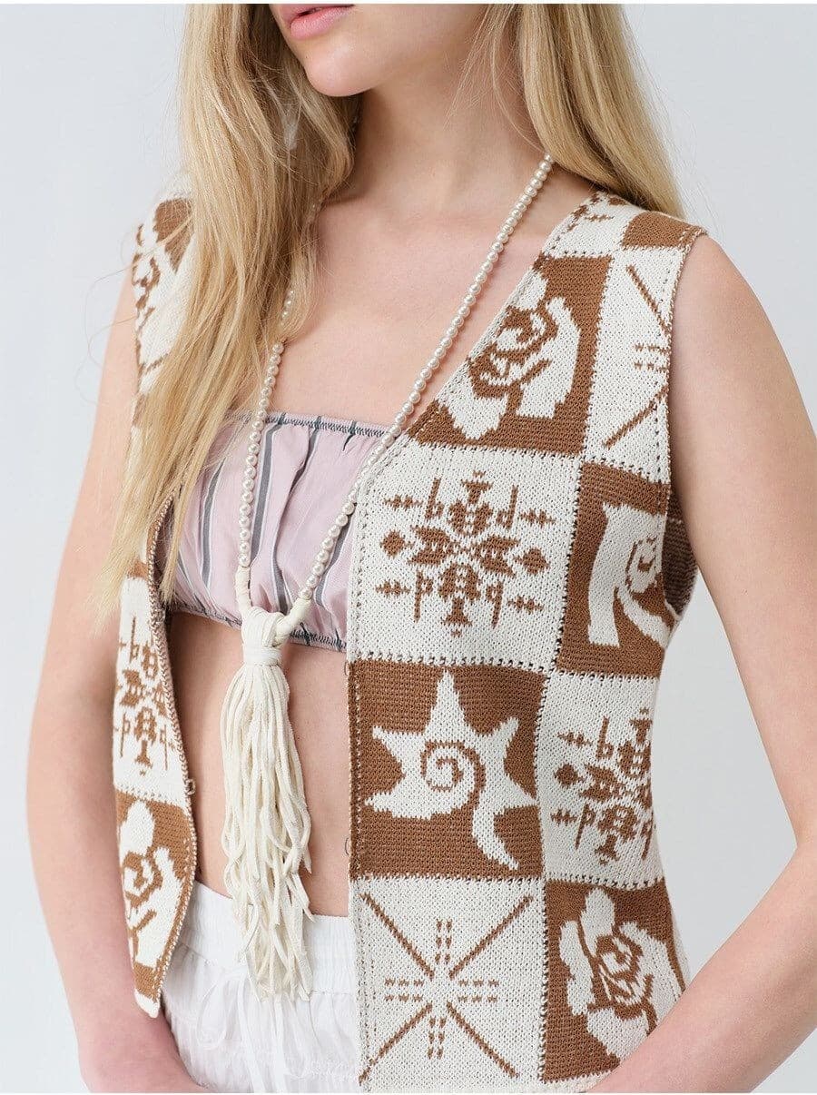 Vintage Rose Crochet Knit Vest — vue 11