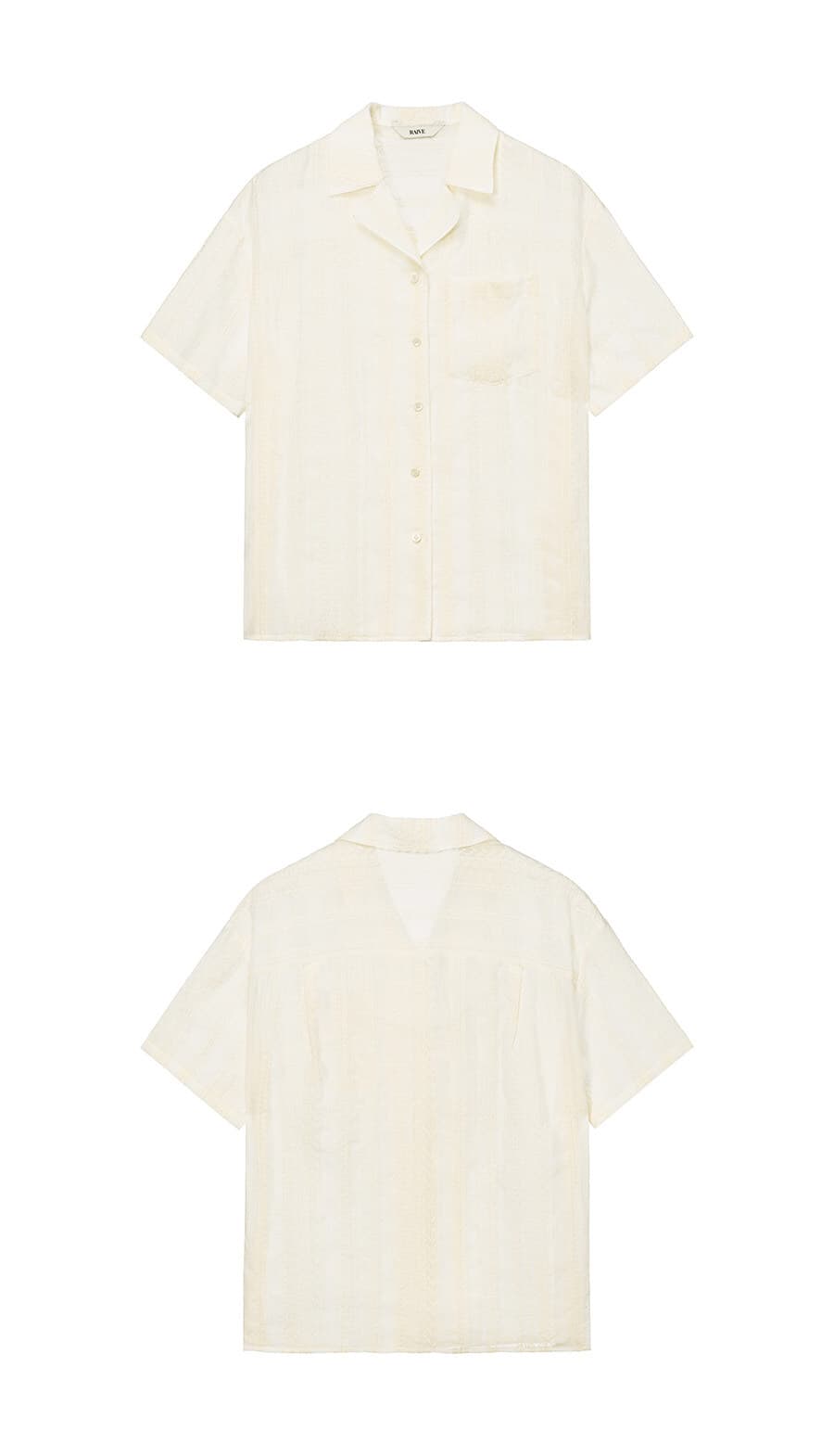 Open-Collar Embroidered Shirts in Ivory — vue 9
