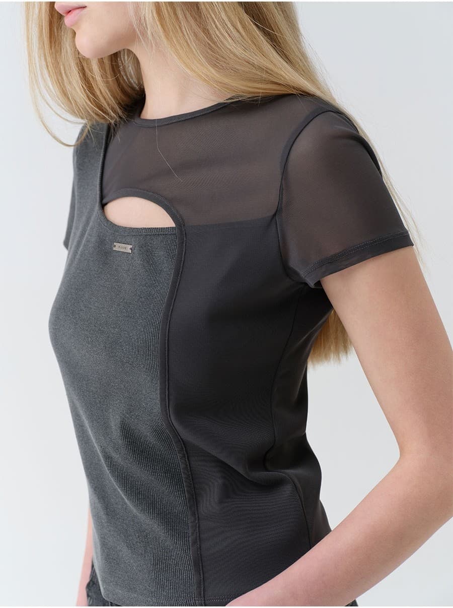 Mesh+Jersey Slit Top — vue 4