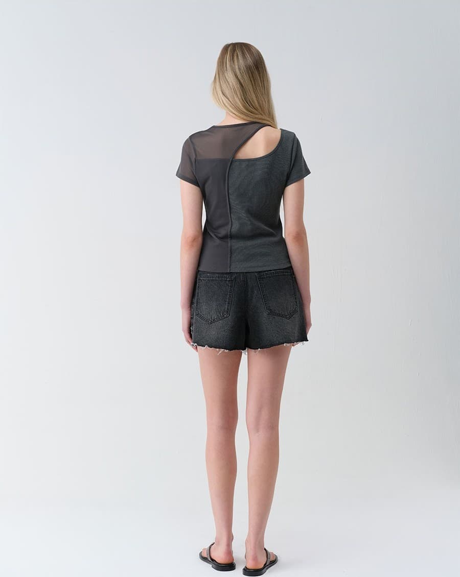 Mesh+Jersey Slit Top — vue 9