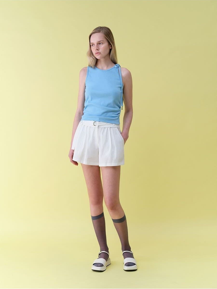 Shirring Shoulder Ribbon Sleeveless Top — vue 7