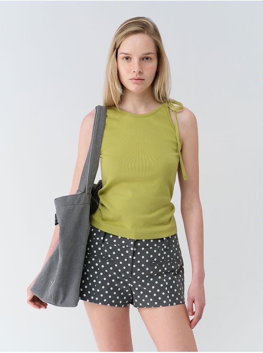 Shirring Shoulder Ribbon Sleeveless Top — vue 8