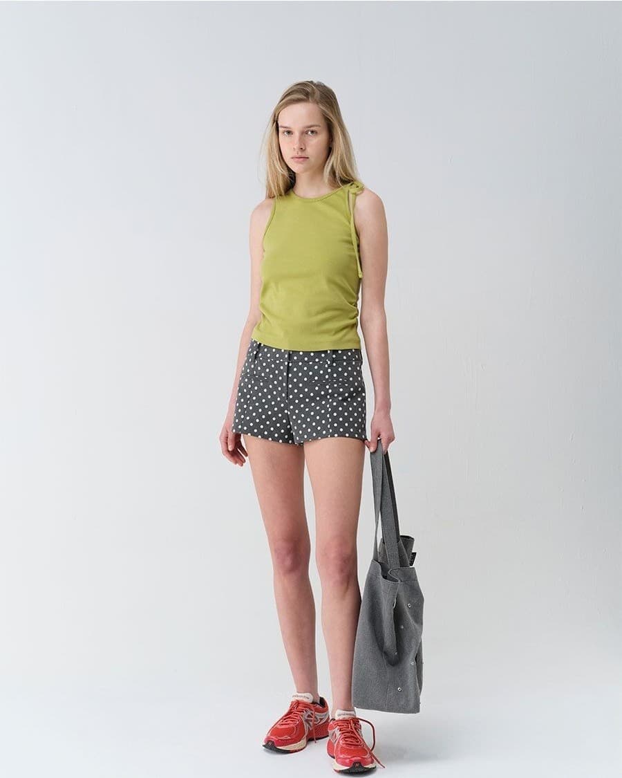Shirring Shoulder Ribbon Sleeveless Top — vue 9