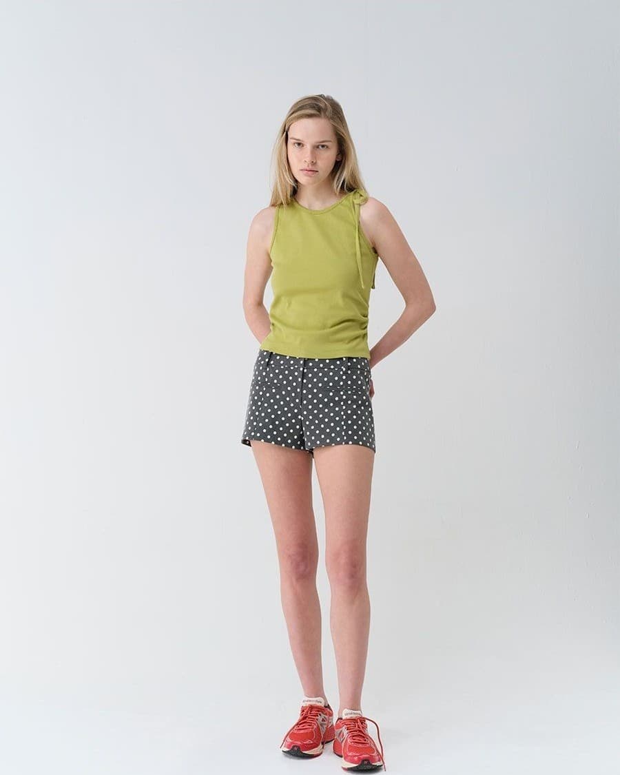 Shirring Shoulder Ribbon Sleeveless Top — vue 10