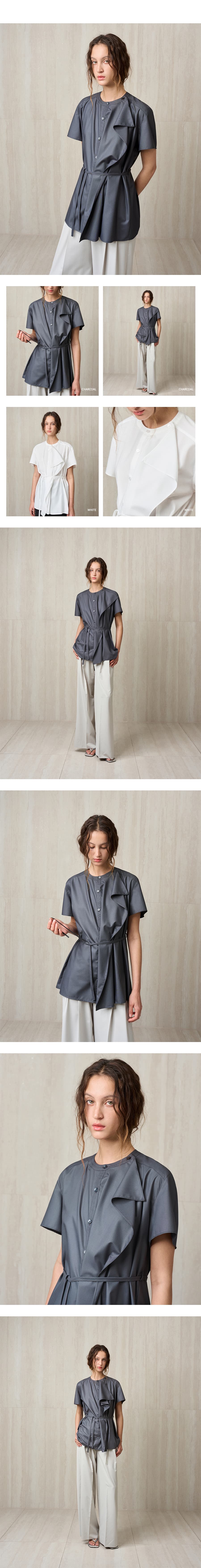 Ruffle Detail Shirt Blouse Charcoal — vue 7