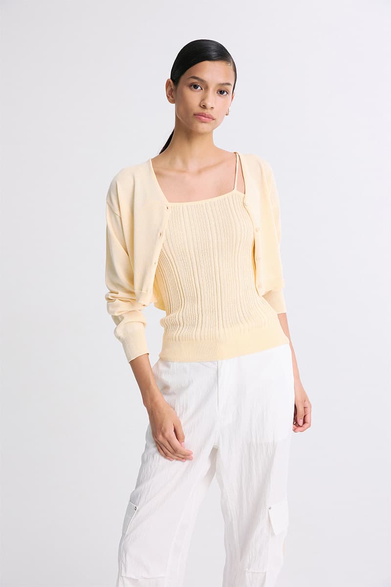 Ribbed Knit Sleeveless Top Vanilla — vue 4