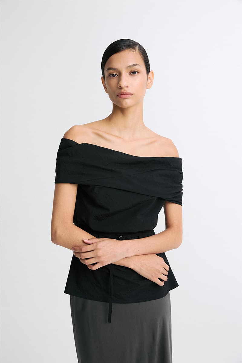 Off Shoulder Belted Blouse Black — vue 3