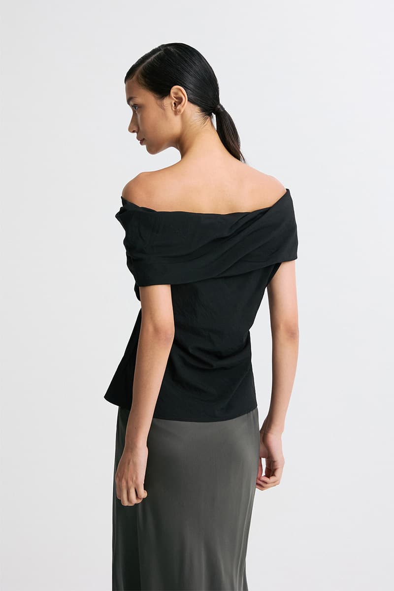 Off Shoulder Belted Blouse Black — vue 4