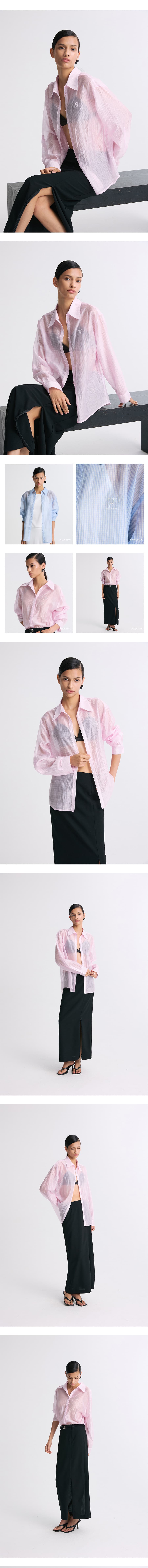 Sheer Checked Shirt Check Pink — vue 7