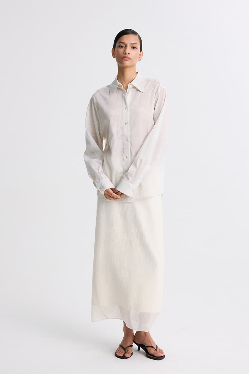 Sheer Striped Shirt Beige Stripe — vue 5