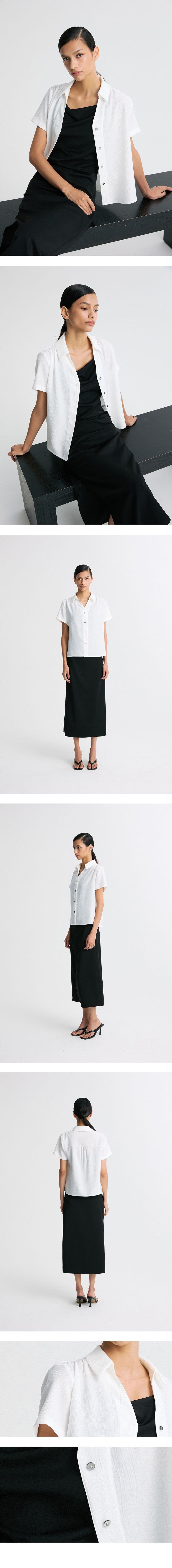Gathered Shoulder Shirt White — vue 8