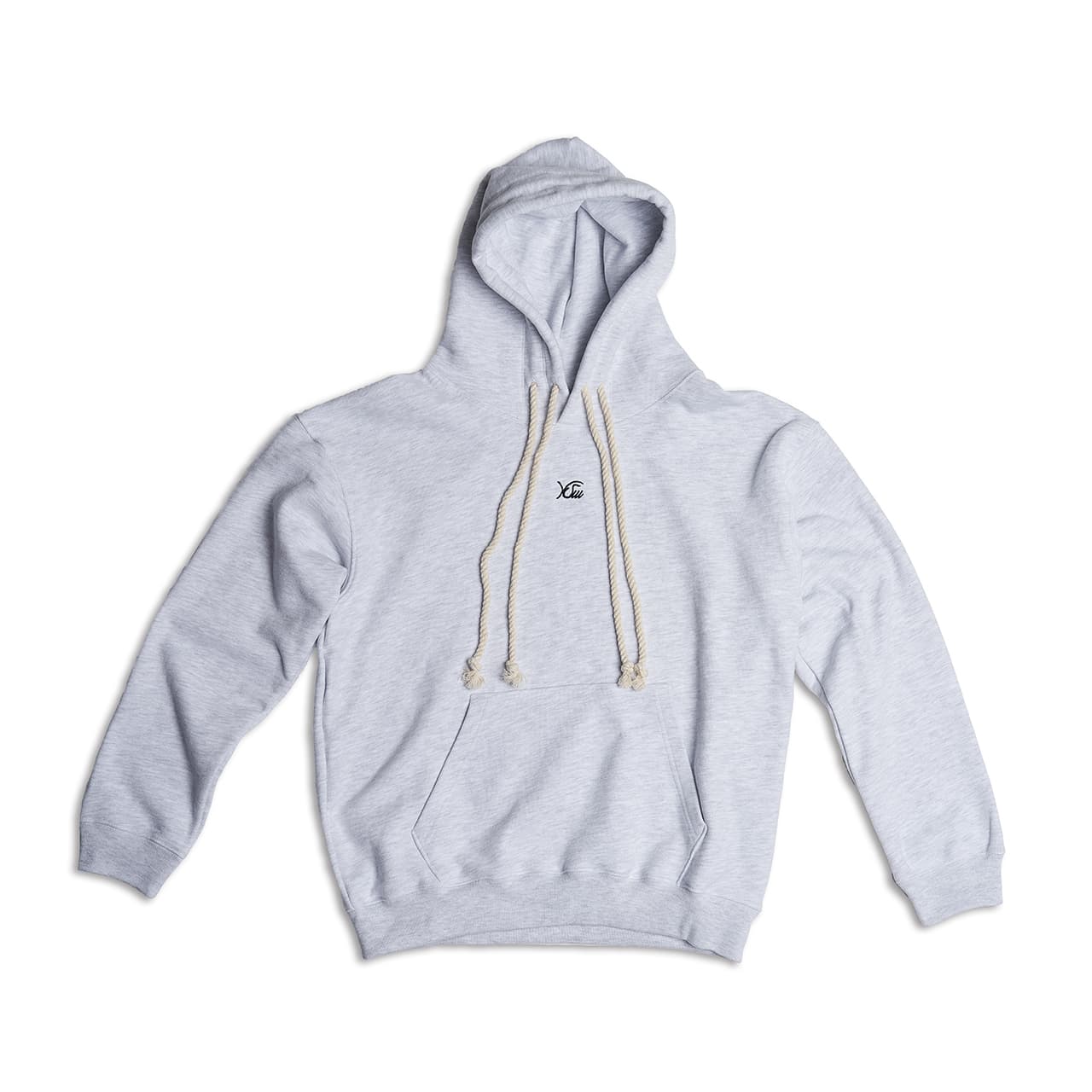 Double Rope Embroidered Hoodie (White Melange) — vue 2