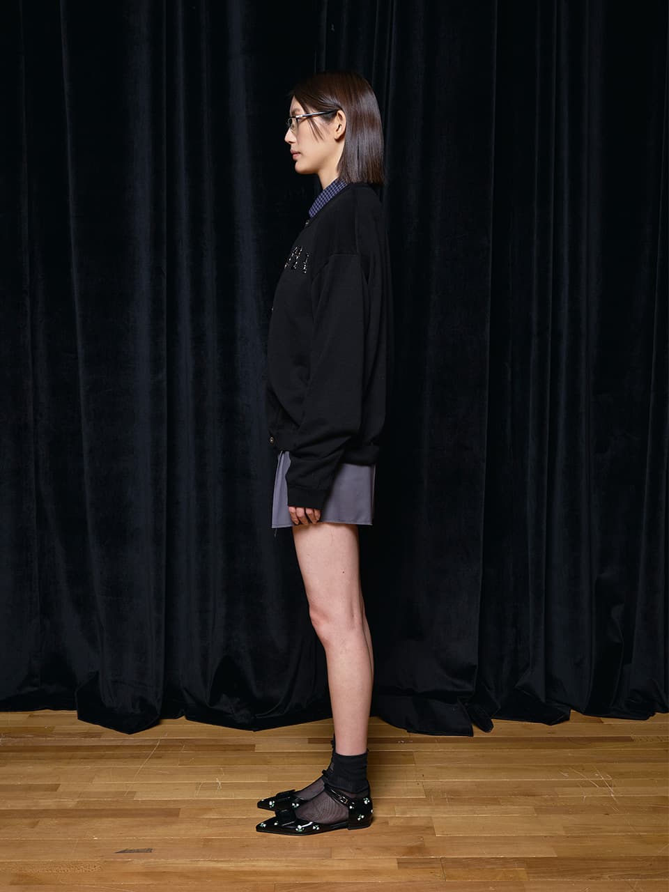 Hangeul Badge Cardigan (Black) — vue 10