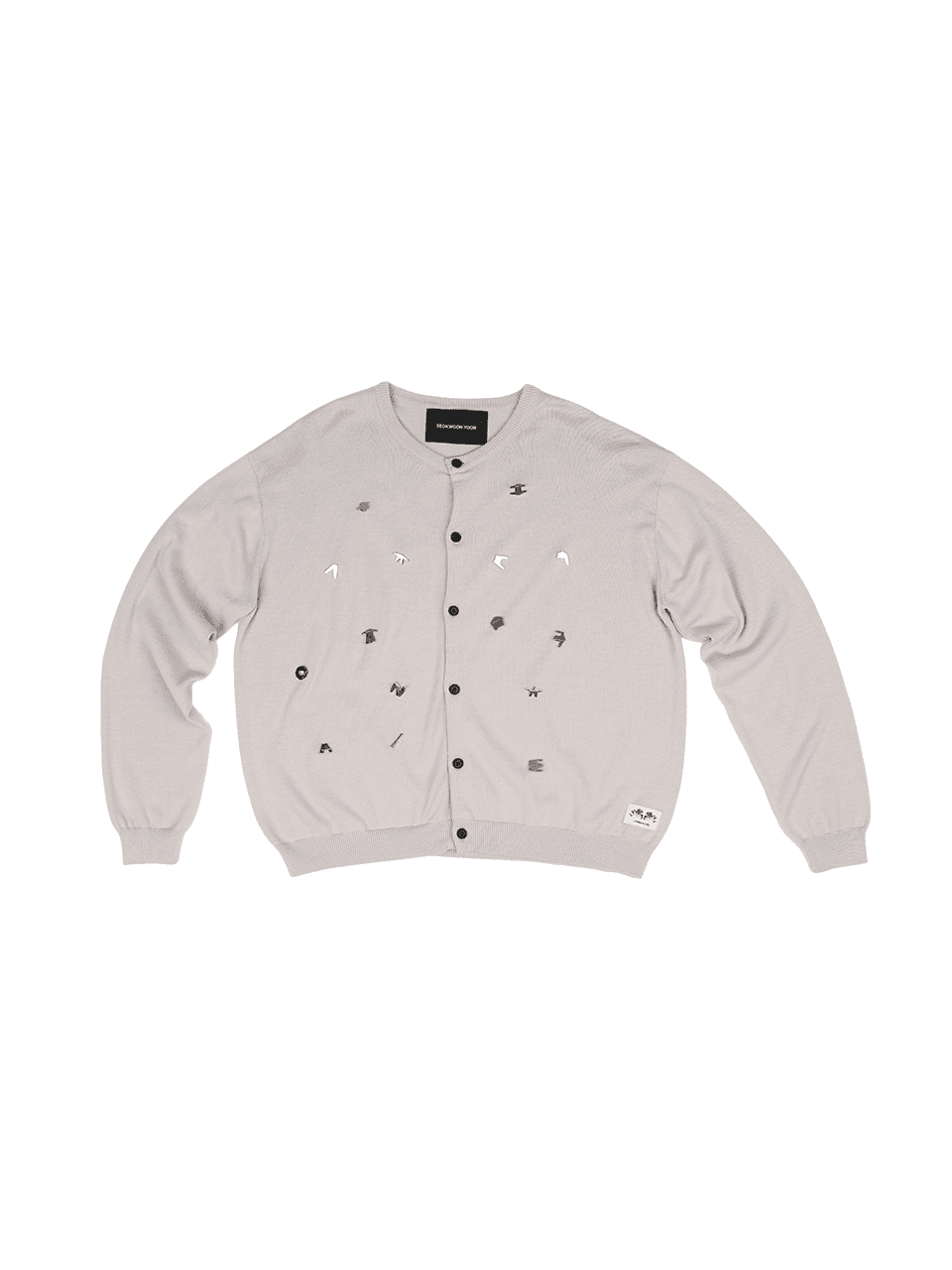 Hangeul Badge Cardigan (Light Grey) — vue 2