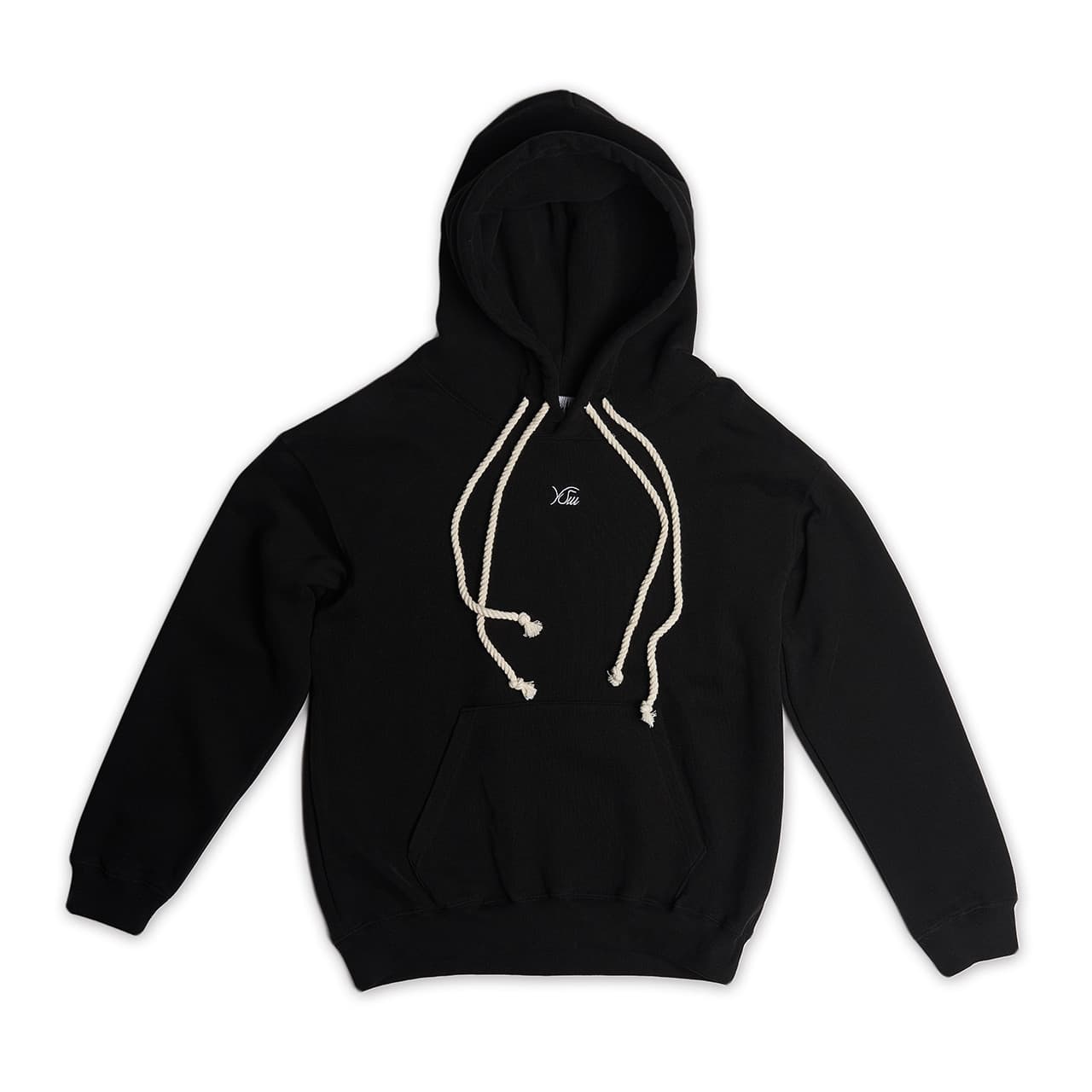 Double Rope Embroidered Hoodie (Black) — vue 1