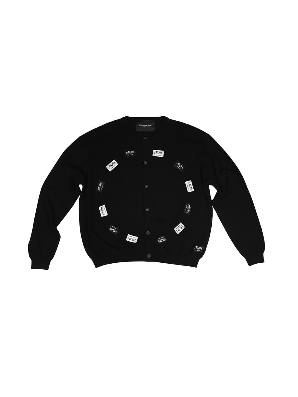 Flower Label Cardigan (Black) — vue 1