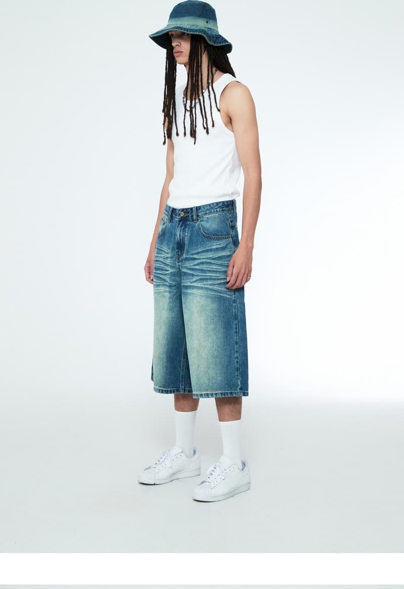 Snake Bermuda Denim Pants Vintage Blue — vue 6