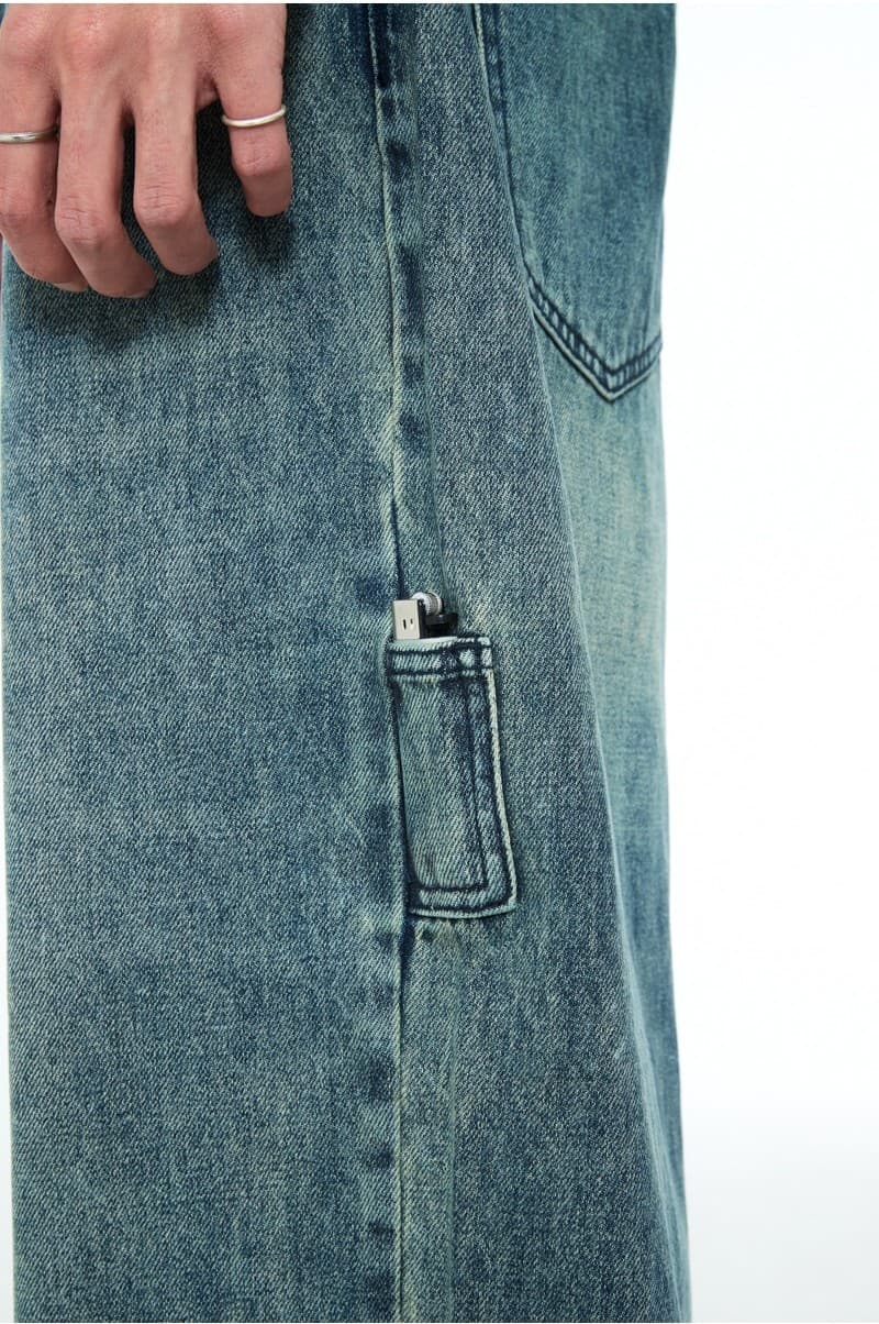Daily Boy Wide Denim Pants Turquoise — vue 4
