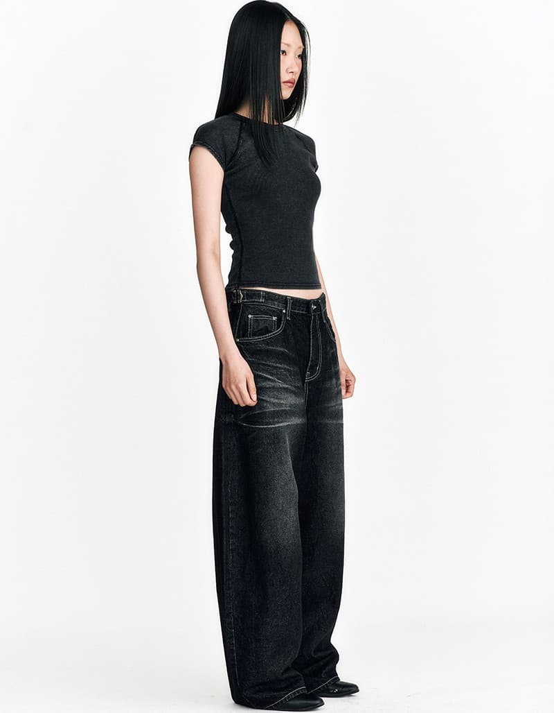 Night Rider Curved Denim Pants Black — vue 5