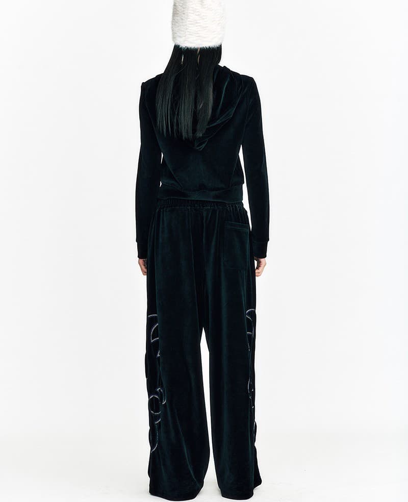 Stud Velvet Crop Hoodie Zip Up Puma Black — vue 8