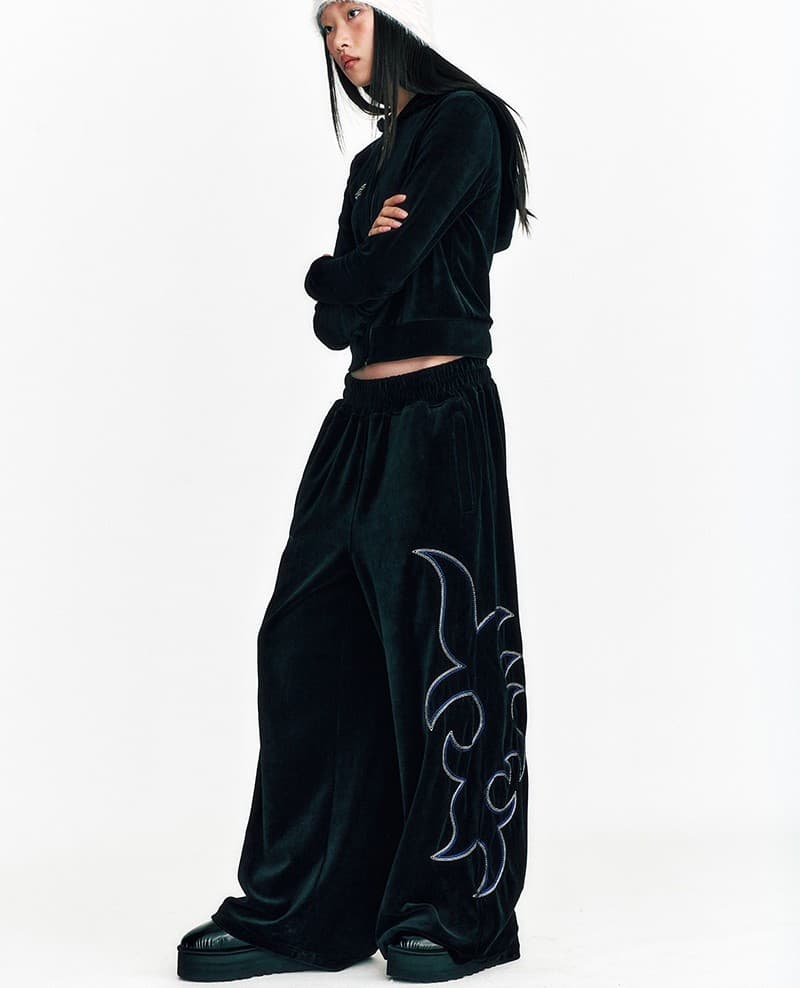 Stud Velvet Crop Hoodie Zip Up Puma Black — vue 9