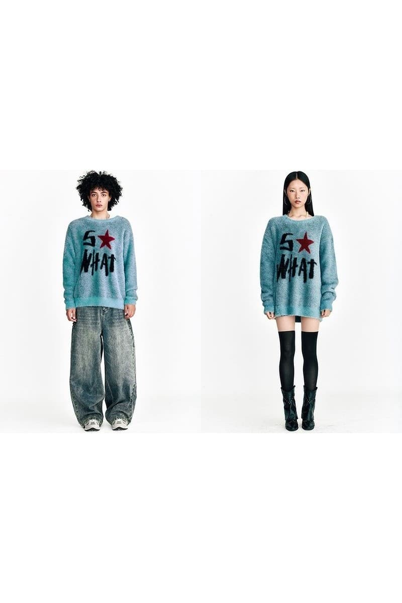 So What Hairy Knit Sweater Turquoise — vue 5