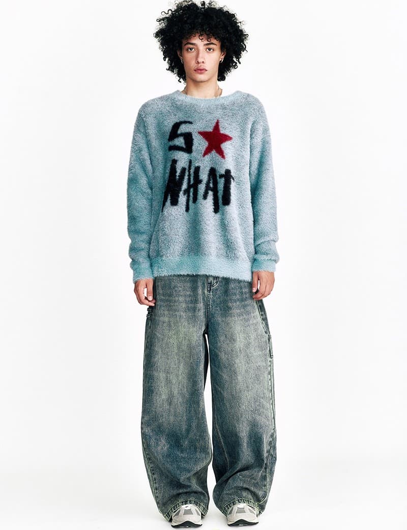 So What Hairy Knit Sweater Turquoise — vue 6