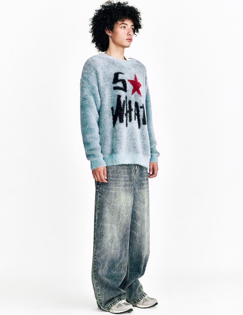 So What Hairy Knit Sweater Turquoise — vue 7