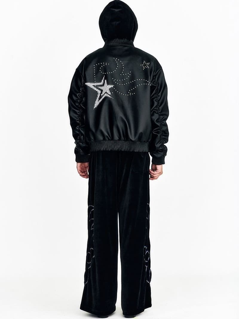 Flame Stars Stud Bomber Vegan Leather Jacket — vue 7