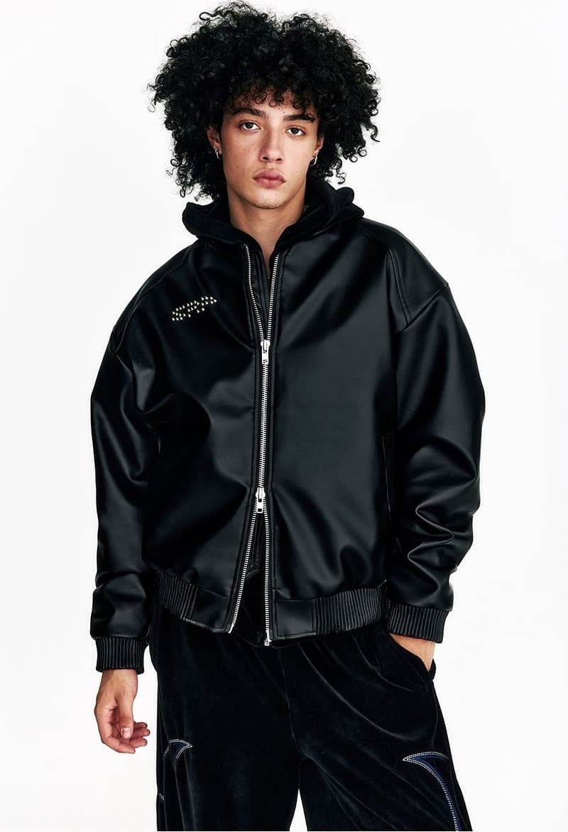Flame Stars Stud Bomber Vegan Leather Jacket — vue 8