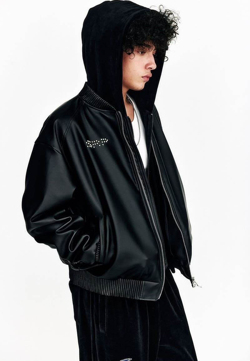 Flame Stars Stud Bomber Vegan Leather Jacket — vue 9