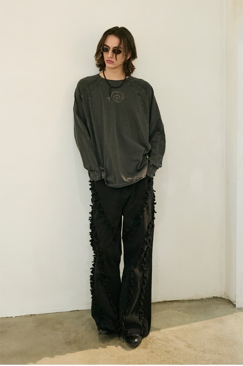 Raw Pigment Finger Hole Long Sleeve T Charcoal — vue 5