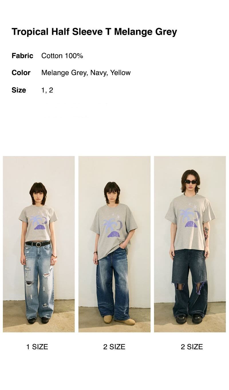 Tropical Half Sleeve T Melange Grey — vue 3