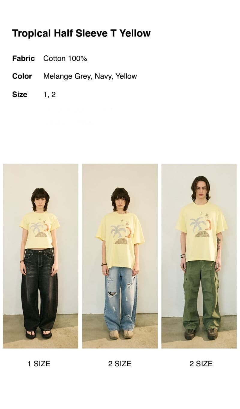 Tropical Half Sleeve T Yellow — vue 3