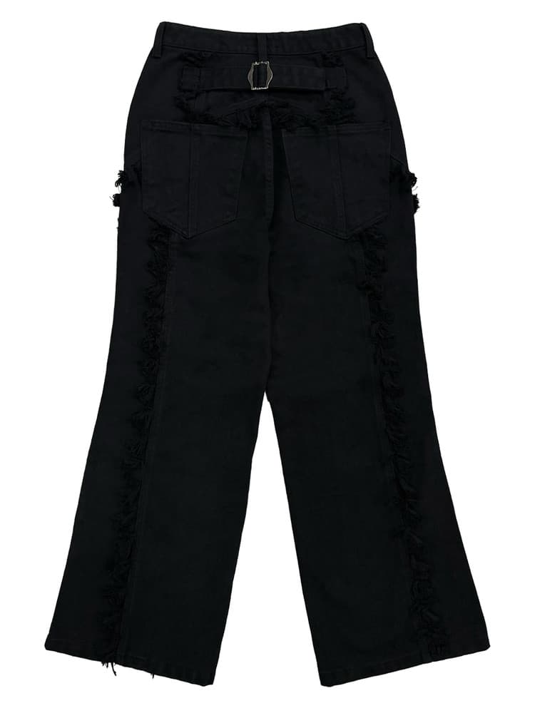 Tassel Boots Cut Denim Pants Black — vue 3
