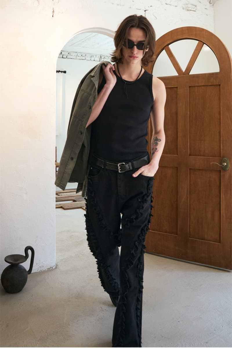 Tassel Boots Cut Denim Pants Black — vue 4