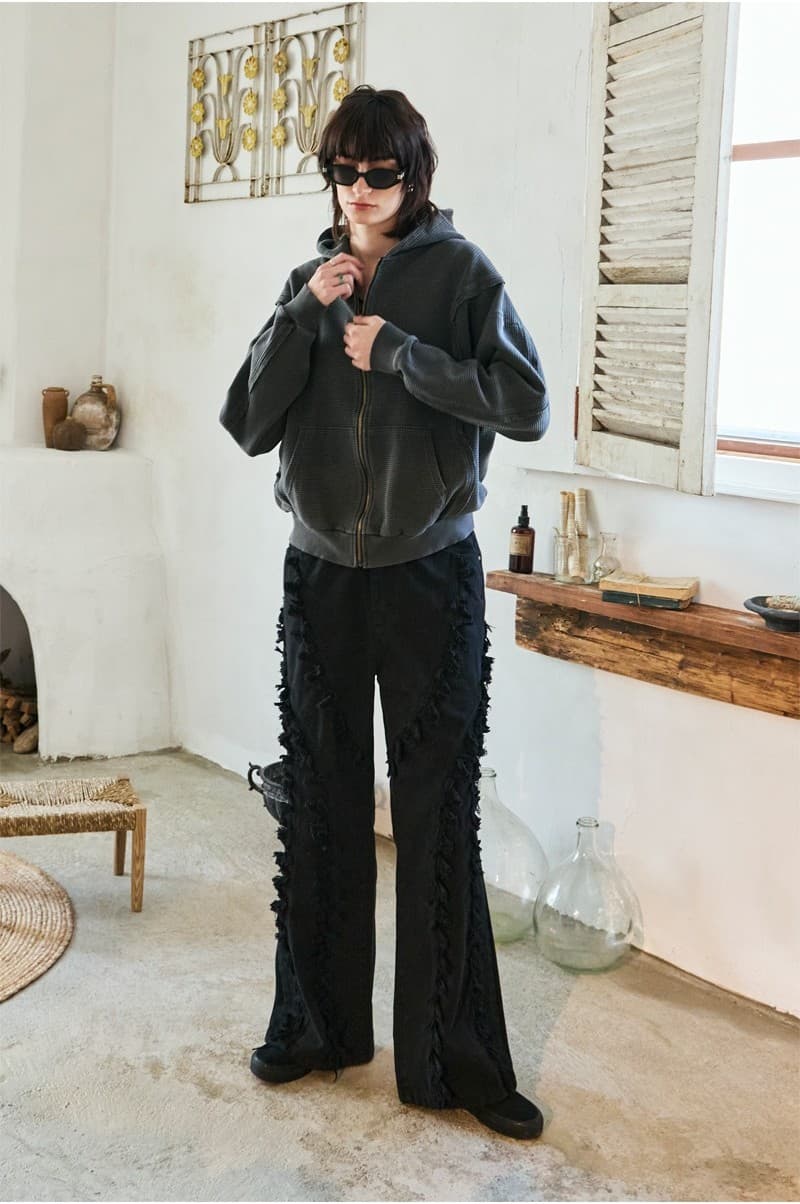 Tassel Boots Cut Denim Pants Black — vue 11