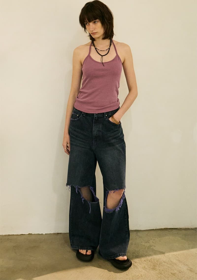 Beads Pigment Halter Neck Sleeveless Purple — vue 4