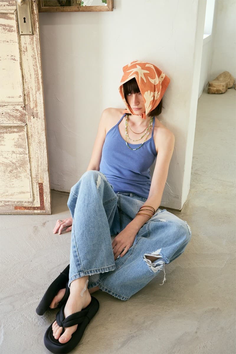Beads Pigment Halter Neck Sleeveless Blue — vue 6