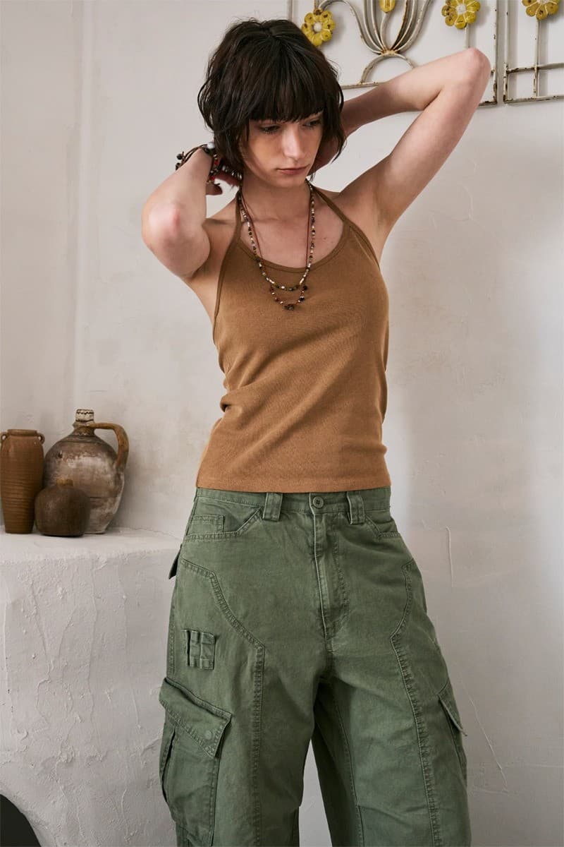 Beads Pigment Halter Neck Sleeveless Brown — vue 4