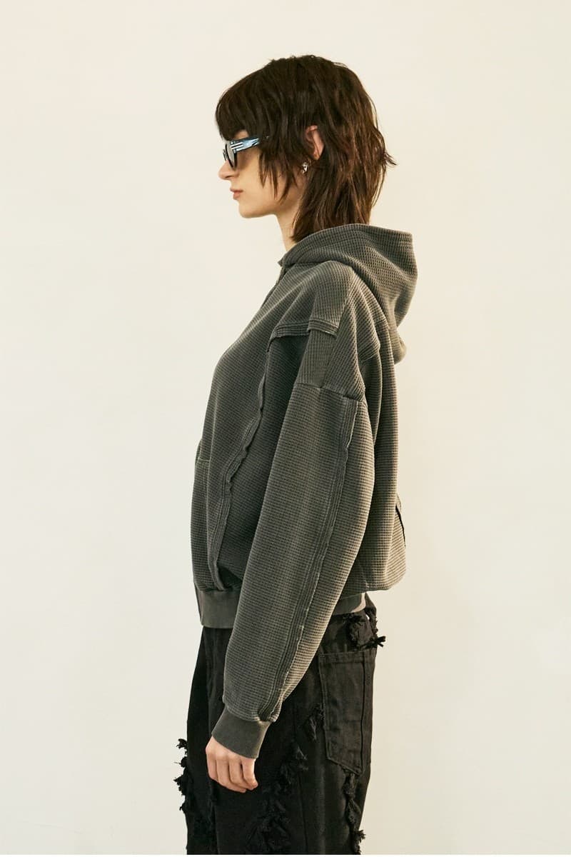 Raw Pigment Waffle Hood Zip Up Charcoal — vue 5