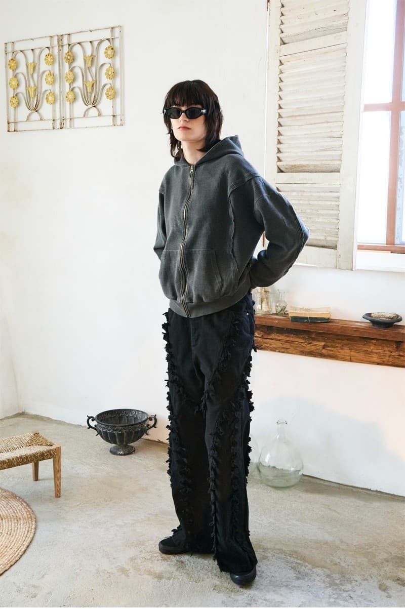 Raw Pigment Waffle Hood Zip Up Charcoal — vue 7