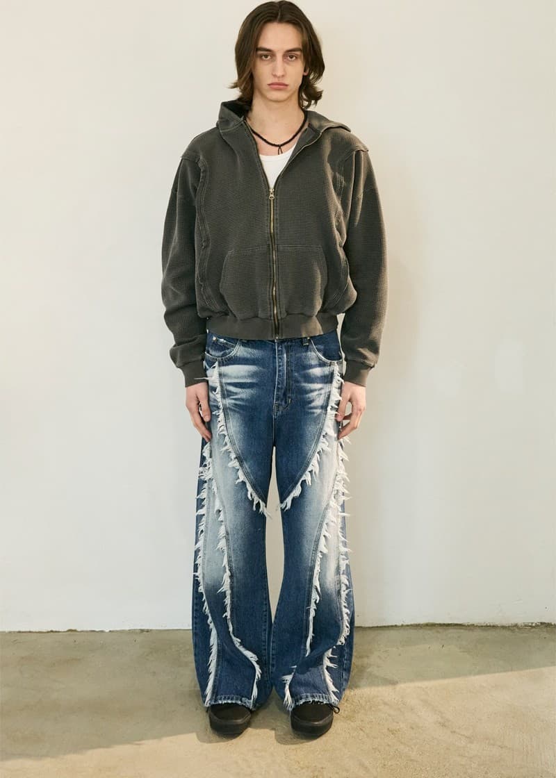 Raw Pigment Waffle Hood Zip Up Charcoal — vue 9